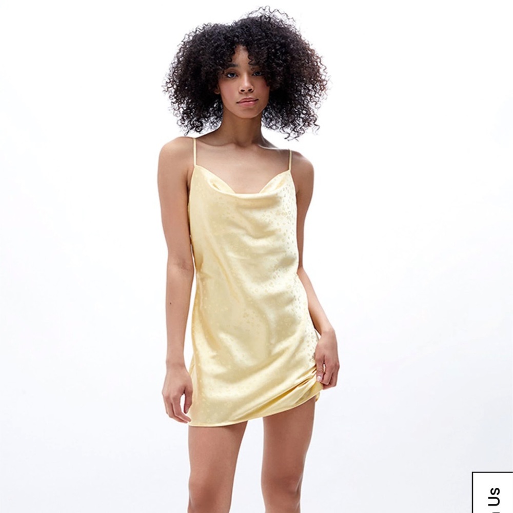 Yellow Satin Mini Slip Dress